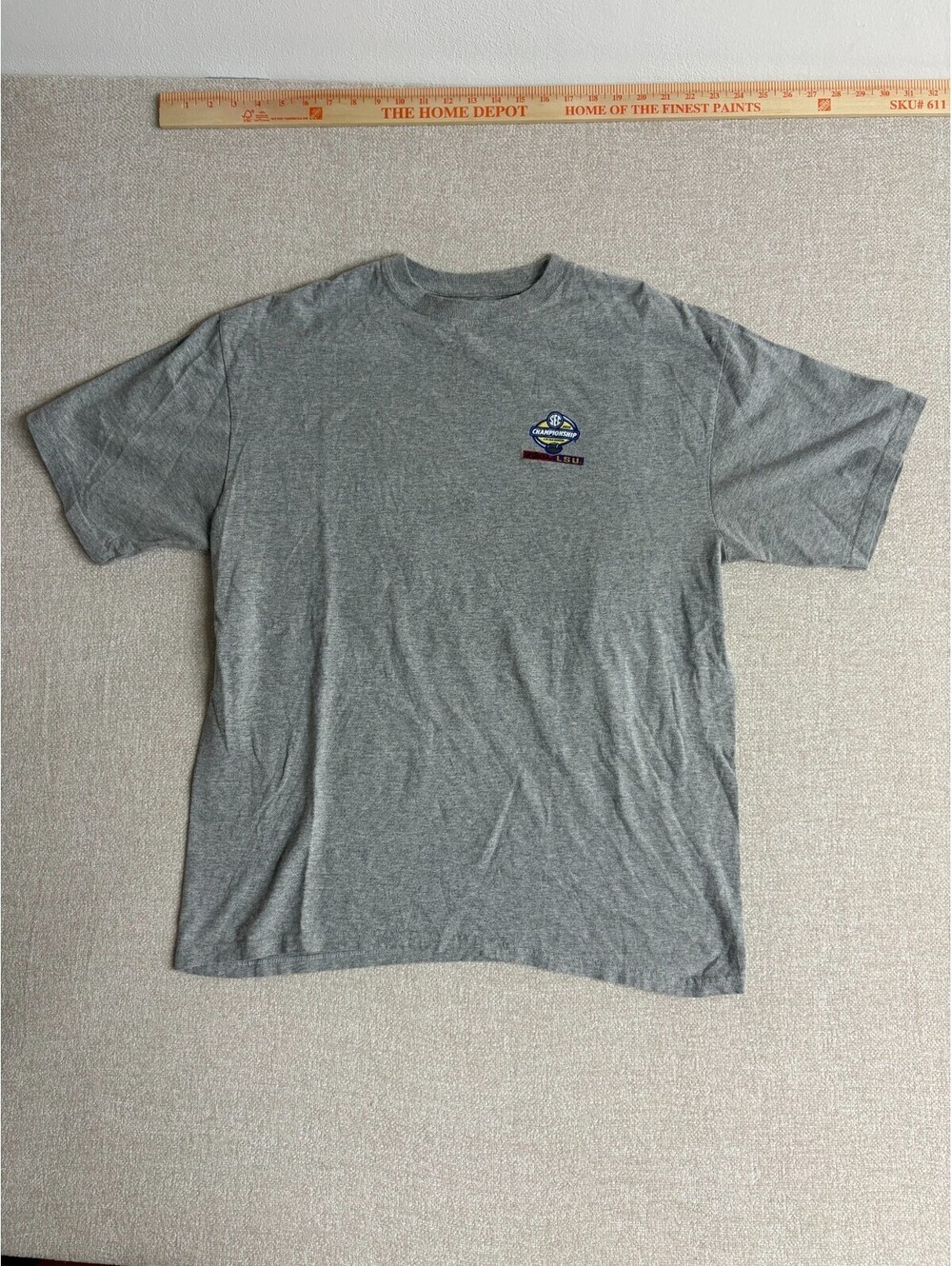 Champion Mens Gray 2011 SEC Football Championship T-Shirt Georgia vs LSU Size